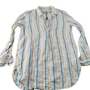 Gap Womens Multicolor Striped Long Sleeve Blouse M Lightweight Cotton & Linen